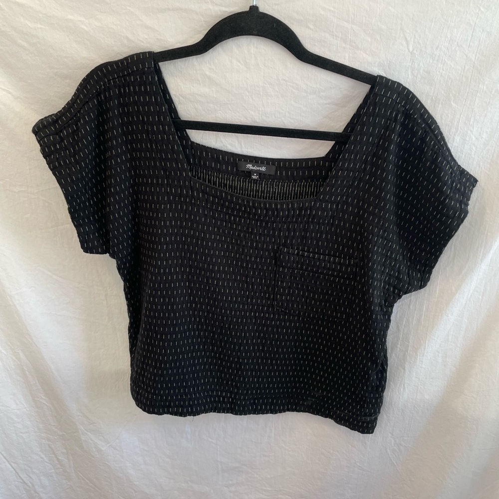 Madewell Black Blouse with White Dashes